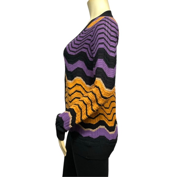 M MISSONI Italy Classic Knit Cardigan Sweater Chevron Zigzag Lightweight 44 M - Picture 11 of 13